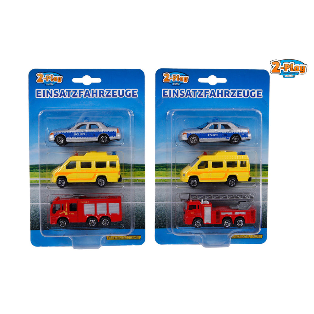 Basis 2-play verkeersreddingsauto #039;s set politie brandweer ambulance