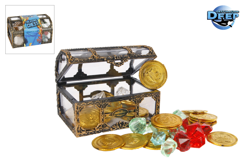 Destination deep treasure chest with coins and diamonds, 61pc.