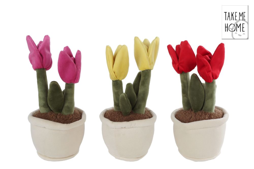 Take me home tulp plant pluche l 3 assorti 27 cm.