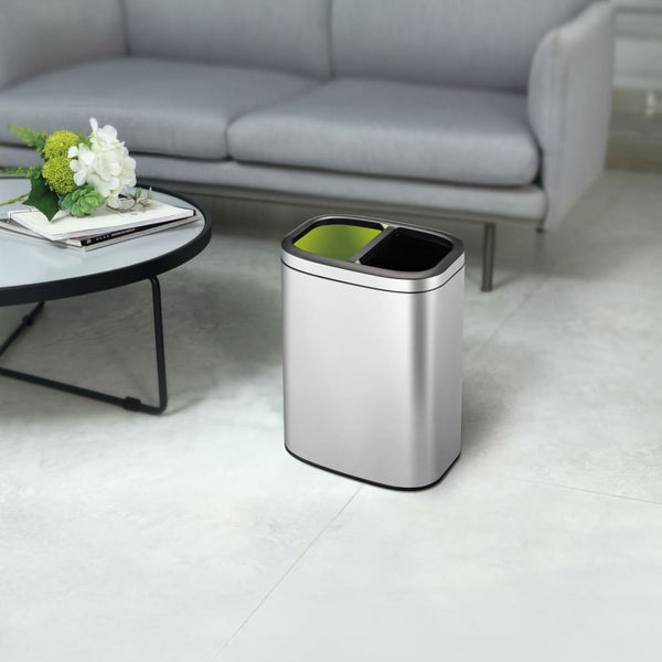 EKO EKO Afvalbak OLI-Cube 2x10 L matzilverkleurig
