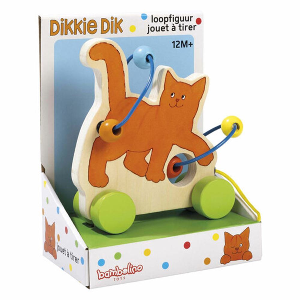 Bambolino speelgoed dikkie dik houten trekfiguur met motoriekspiraal
