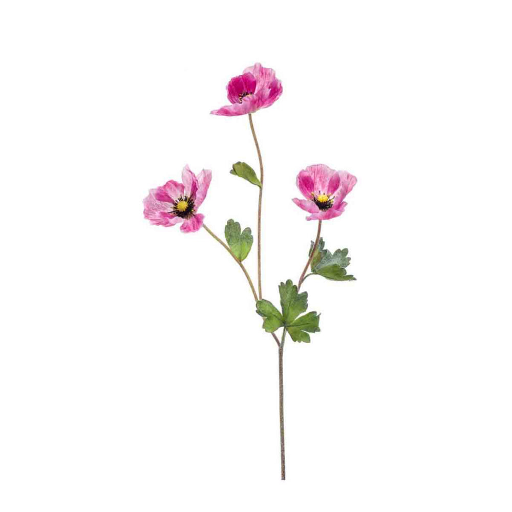 Basis kunstbloem klaproos 70 cm fuchsia
