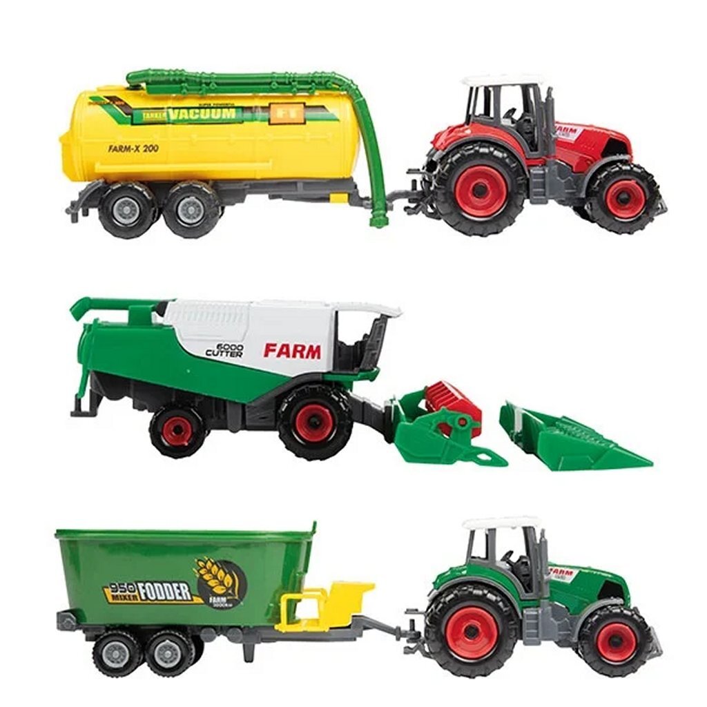 Metalen Tractor met Aanhanger, 6dlg.