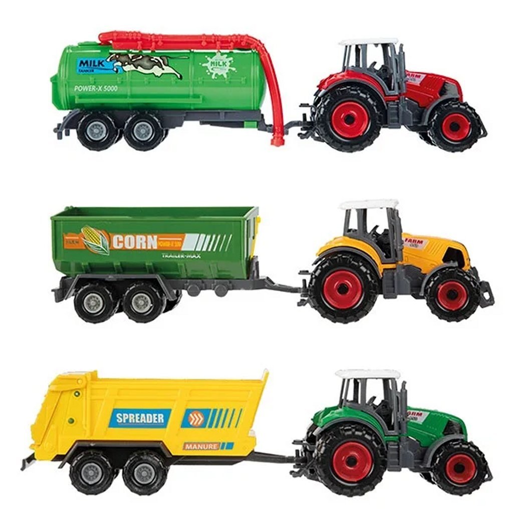 Metalen Tractor met Aanhanger, 6dlg.