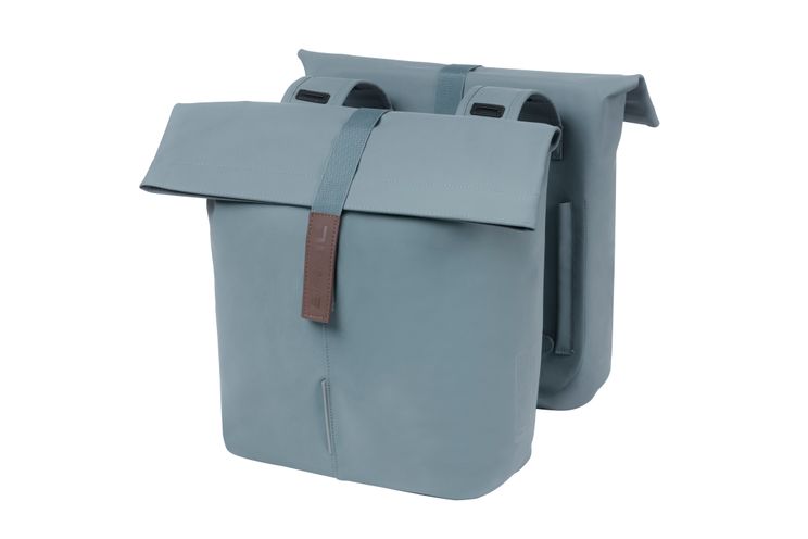 Basil Tas City Dubbel Veganistisch Leer | Grafietblauw