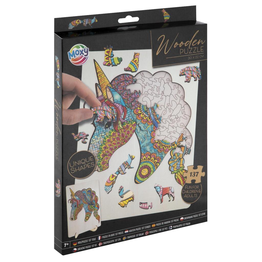 Creatieve knutselgroep puzzel hout figuur eenhoorn 137 stukjes
