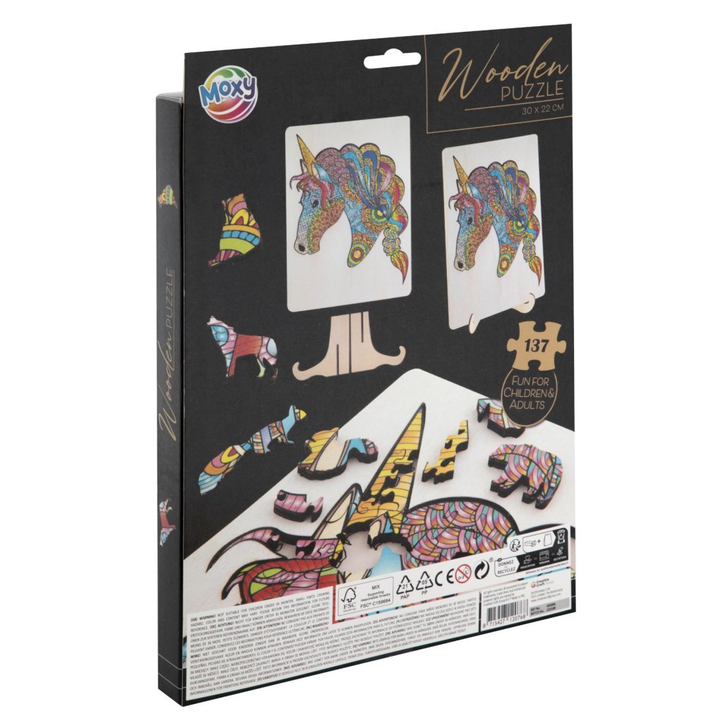 Creatieve knutselgroep puzzel hout figuur eenhoorn 137 stukjes