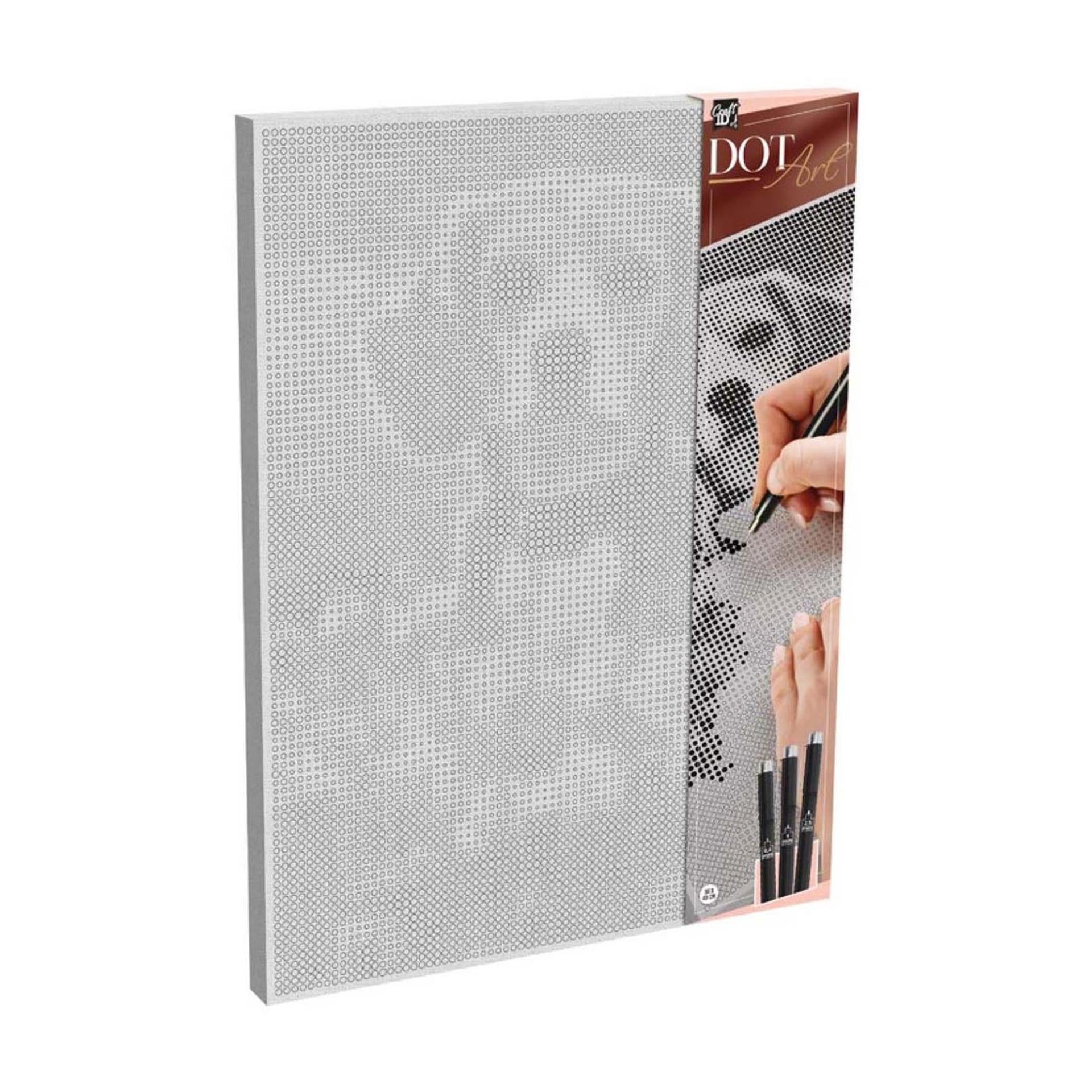 Creative craft group stippenkunst op doek hond - 40 x 30 cm - incl. fineliners