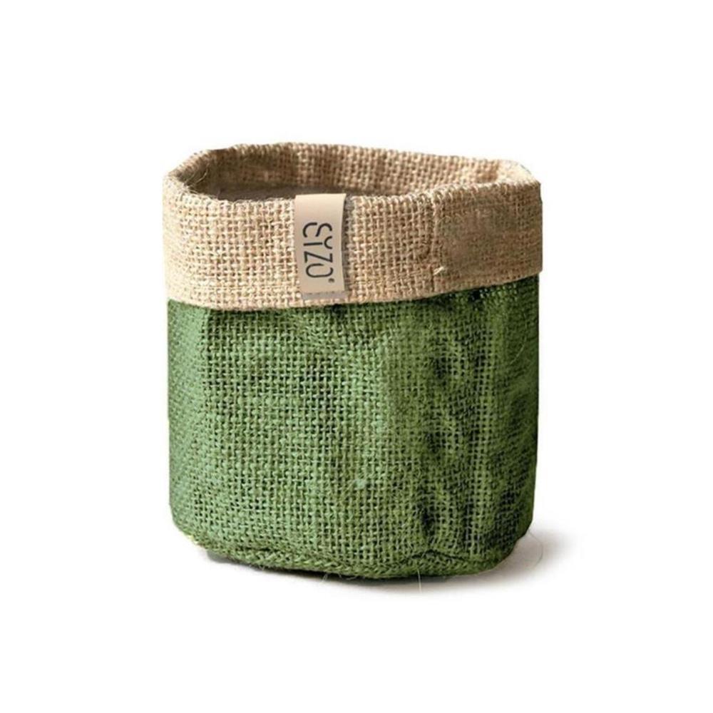 Sizo Sizo afgedekt Plantenzak van Jute 13 cm Olijfgroen