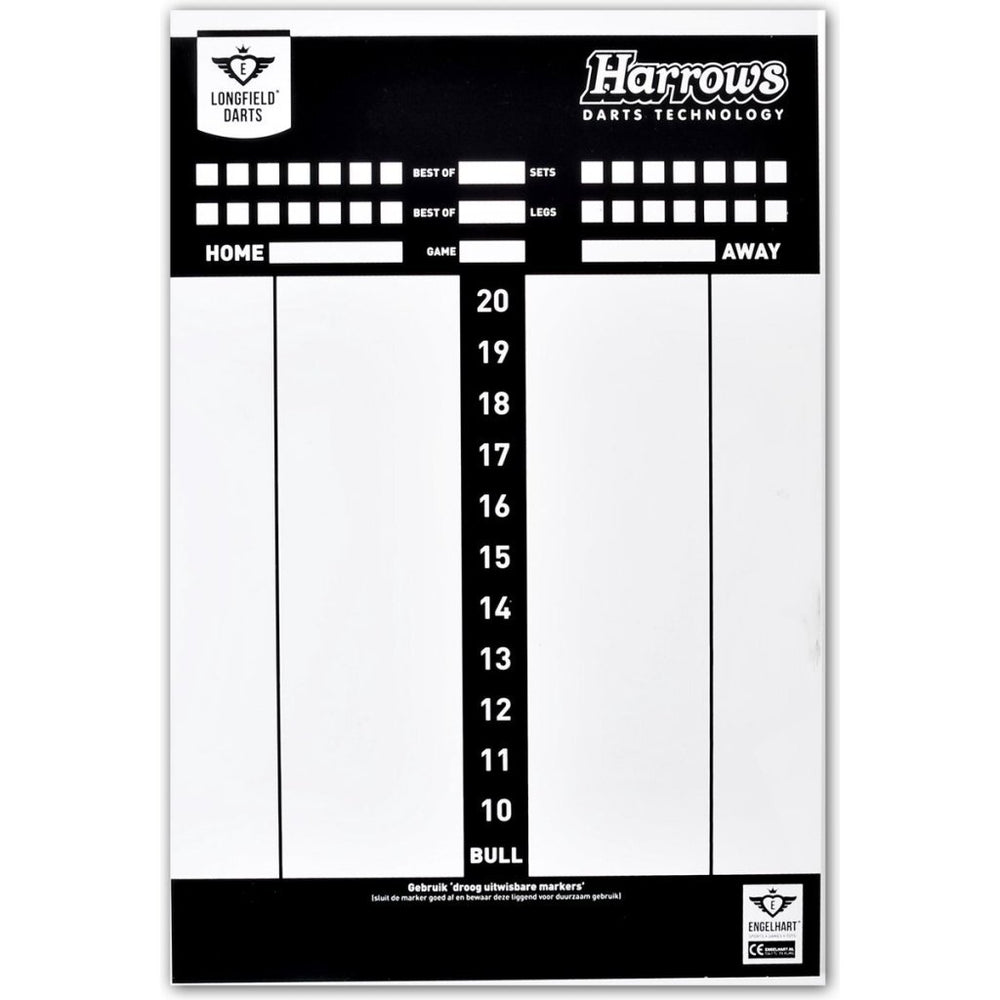 Longfield Games Darts Scoreboard with Marker, Wiper Rules