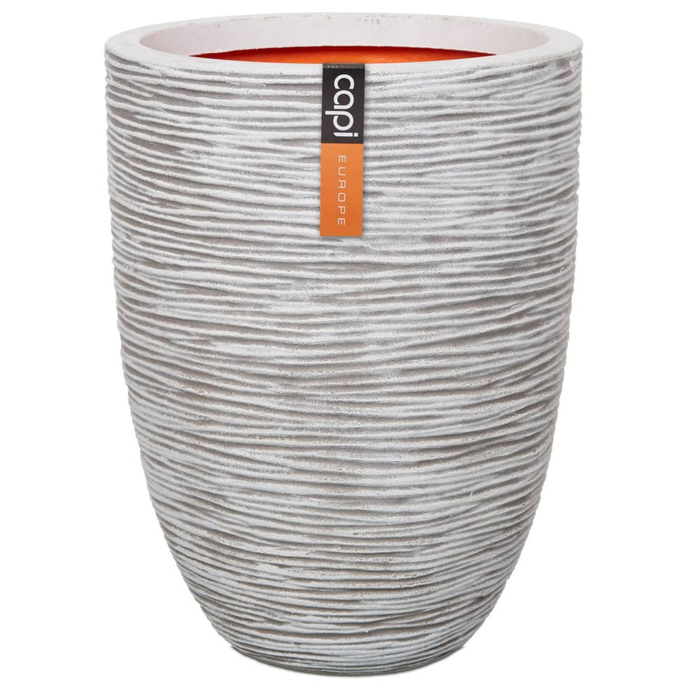 Capi bloempot naturel rib elegant laag 36x47 cm ivoorkleurig kofi782