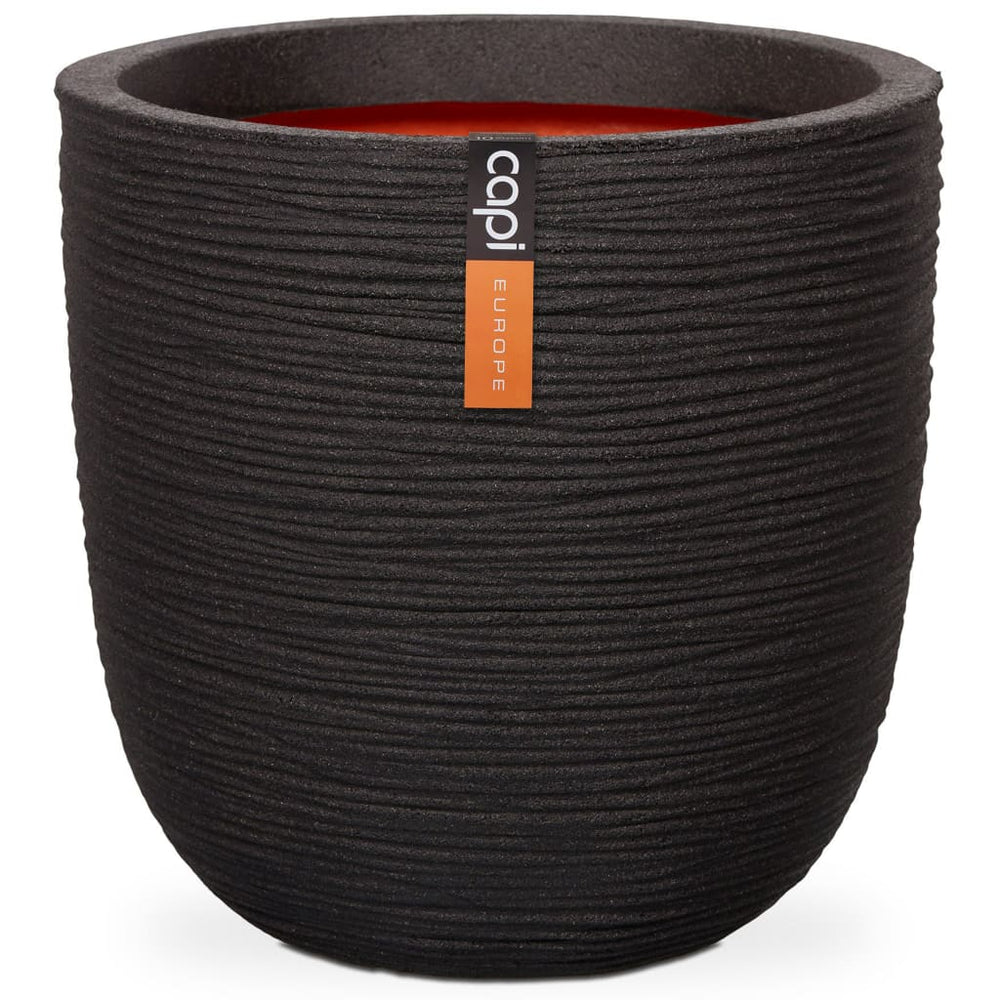 Capi bloempot naturel rib 35x34 cm zwart kblr932