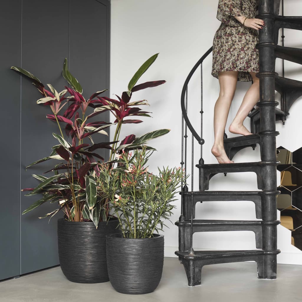 Capi bloempot naturel rib 43x41 cm zwart kblr933