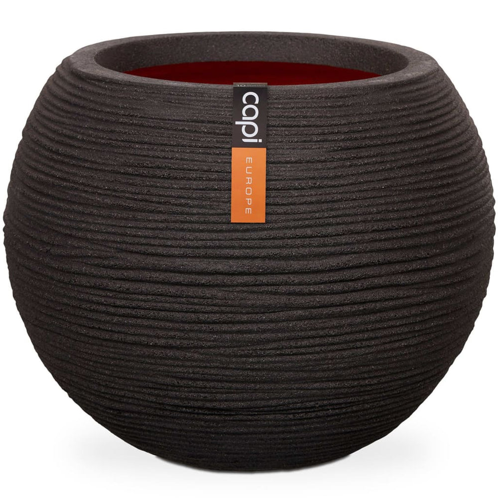 Capi bloempot nature rib bolvormig 62x48 cm zwart kblr271
