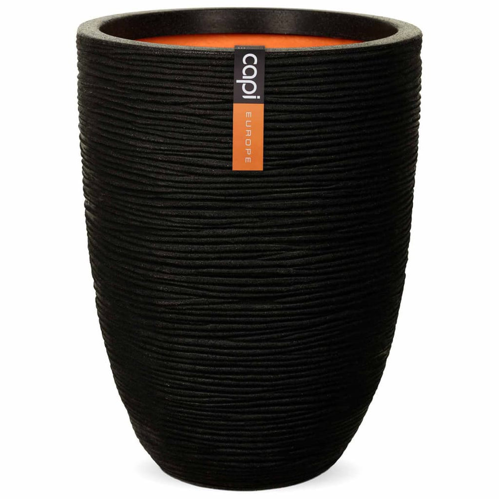 Capi bloempot nature rib elegant laag 46x58 cm zwart pkblr783