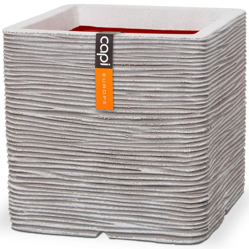 Capi plantenbak naturel rib vierkant 30x30 cm ivoorkleurig kofi902