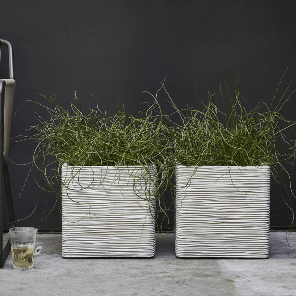 Capi plantenbak naturel rib vierkant 30x30 cm ivoorkleurig kofi902