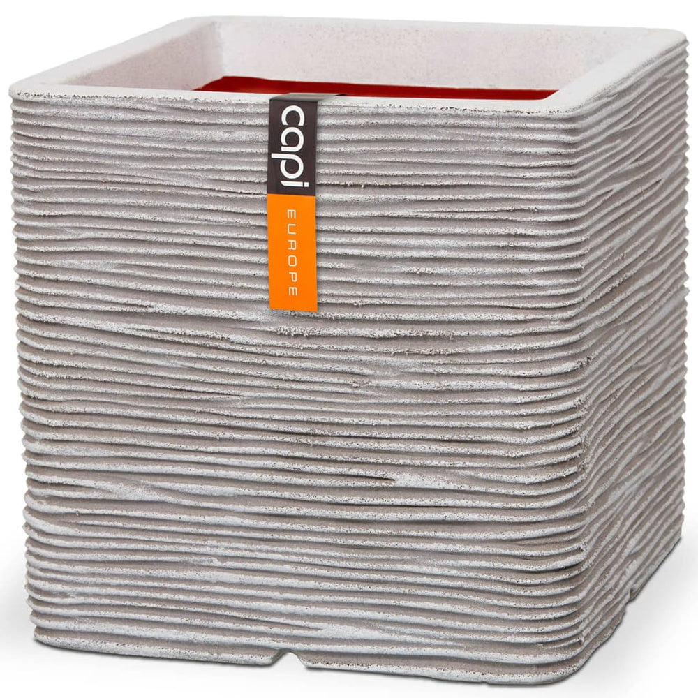 Capi plantenbak naturel rib vierkant 40x40 cm ivoorkleurig kofi903