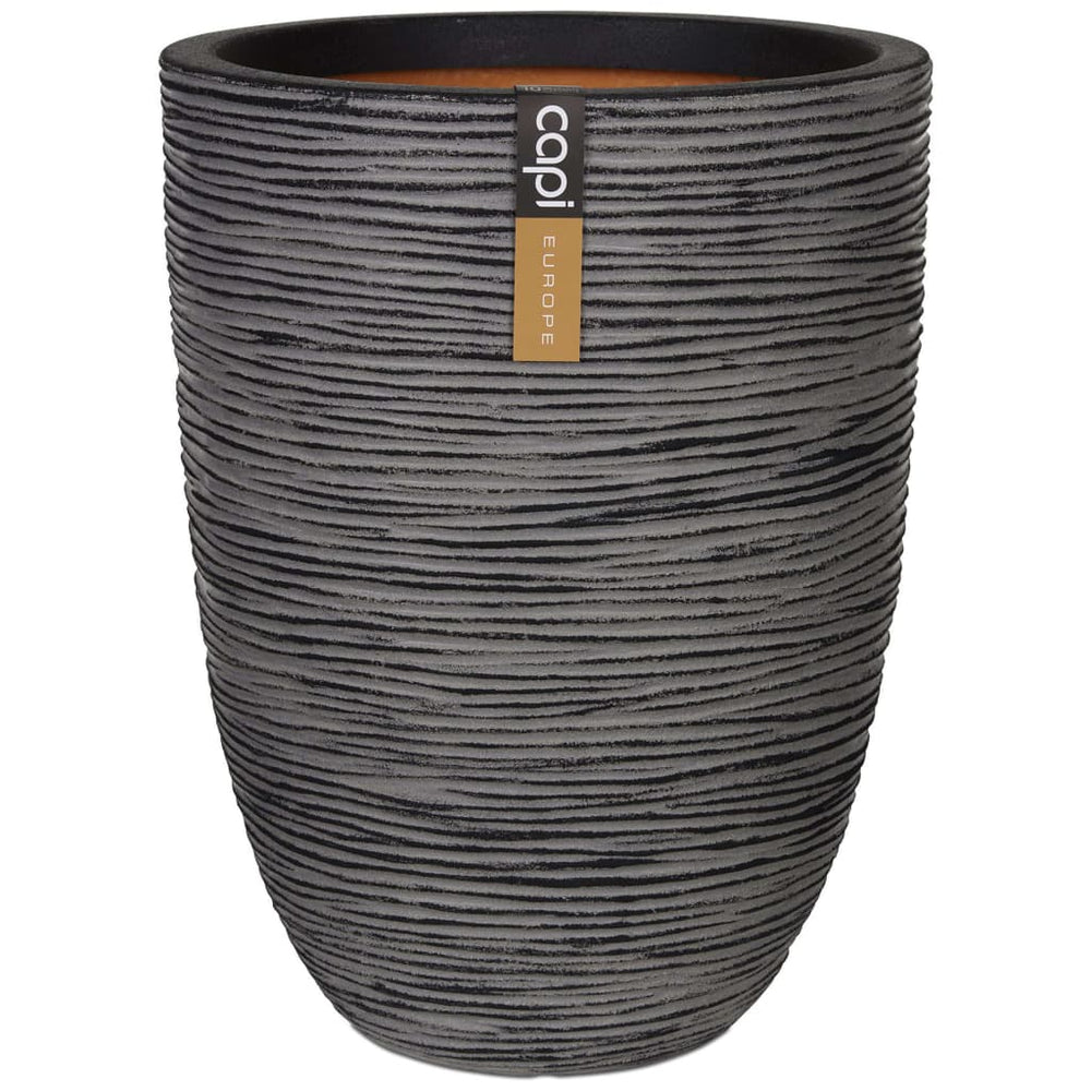Capi bloempot nature rib elegant laag 36x47 cm antraciet kofz782
