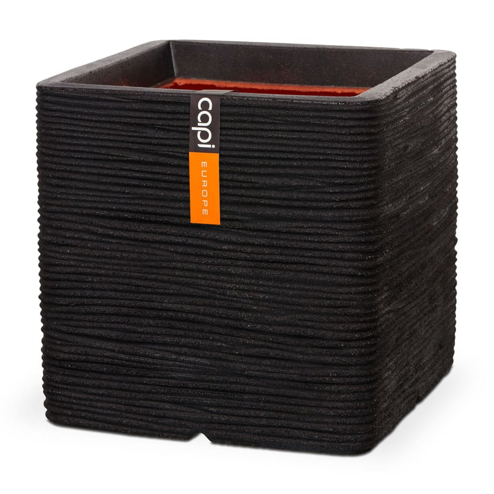 Capi plantenbak natuur rib vierkant 50x50 cm zwart