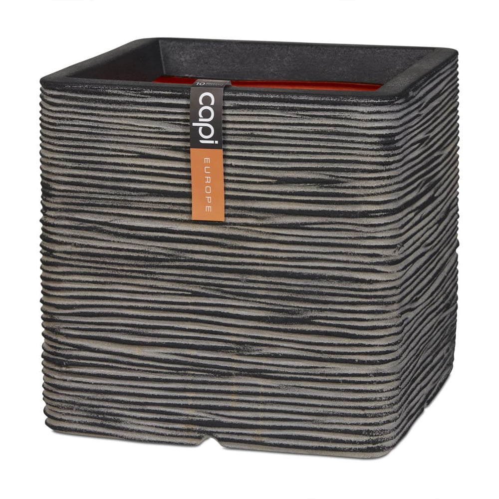 Capi plantenbak natuur rib vierkant 50x50 cm antraciet