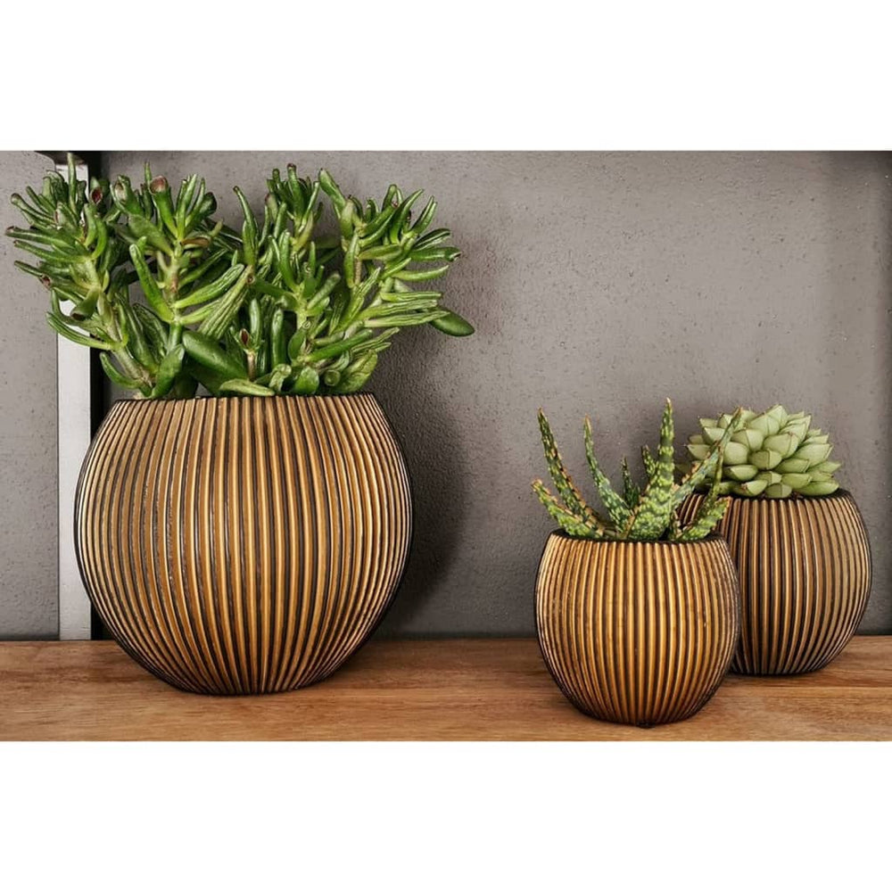 Capi 3-delige bloempottenset groove goudkleurig