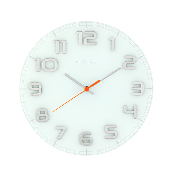 Nextime ne-8817wi wandklok dia. 30 x 3,5 cm, glas, wit, 'classy round'