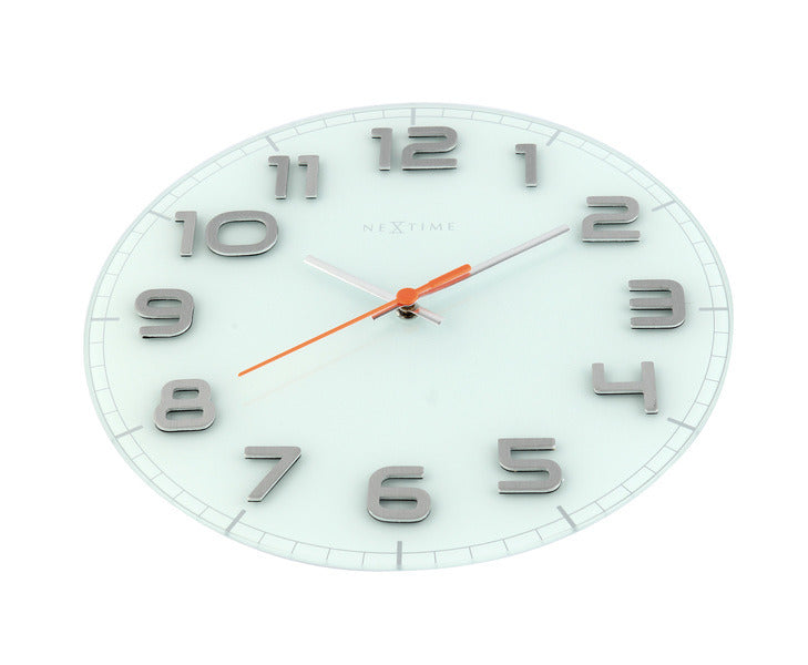 Nextime ne-8817wi wandklok dia. 30 x 3,5 cm, glas, wit, 'classy round'