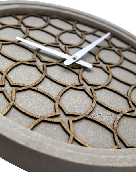 Nextime ne-3212br wandklok dia. 39,5 cm, polyresin hout, grijs