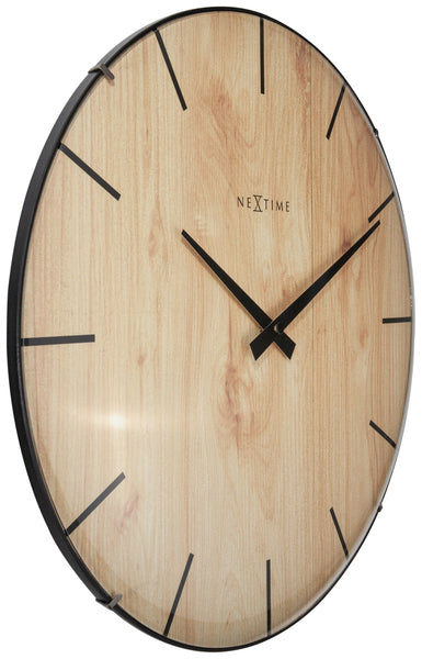 Nextime ne-3249 wandklok rand-hout-koepel dia 35cm kunststof licht bruin