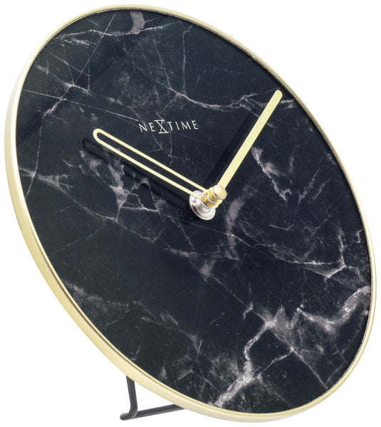 Nextime ne-5222zw tafelklok marmeren tafel dia 20cm glas zwart