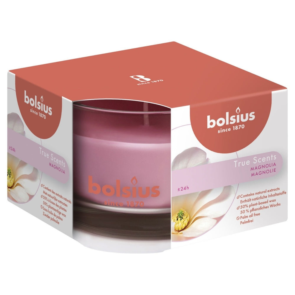 Bolsius echte geuren magnolia geurkaars in glas 6,3x9 cm 40 branduren