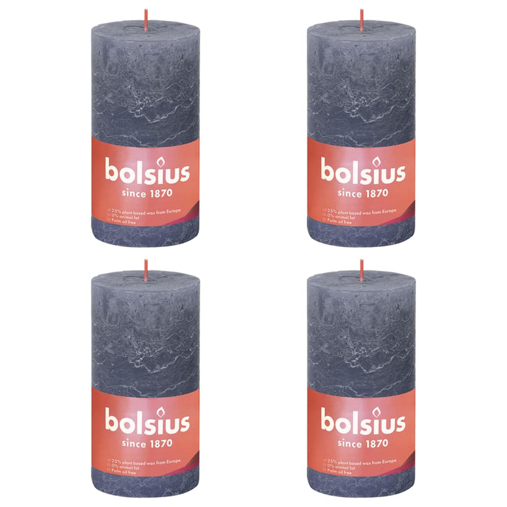 Bolsius Bolsius Stompkaarsen Shine 4 st rustiek 130x68 mm schemerblauw