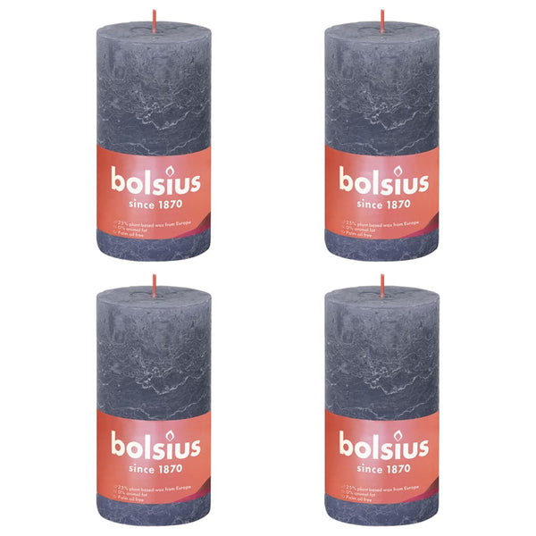 Bolsius Bolsius Stompkaarsen Shine 4 st rustiek 130x68 mm schemerblauw