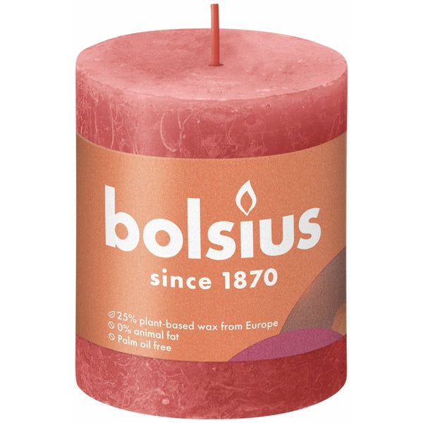 Bolsius rustieke stompkaars 8x6,8 cm blossom pink