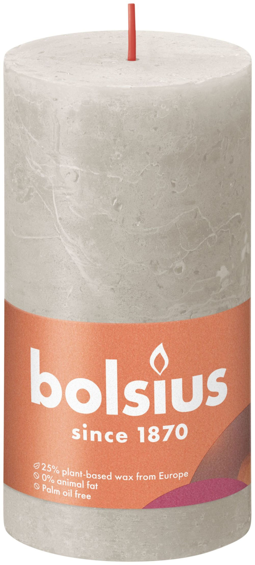 Bolsius rustiek stompkaars 130 68 - sandy grey