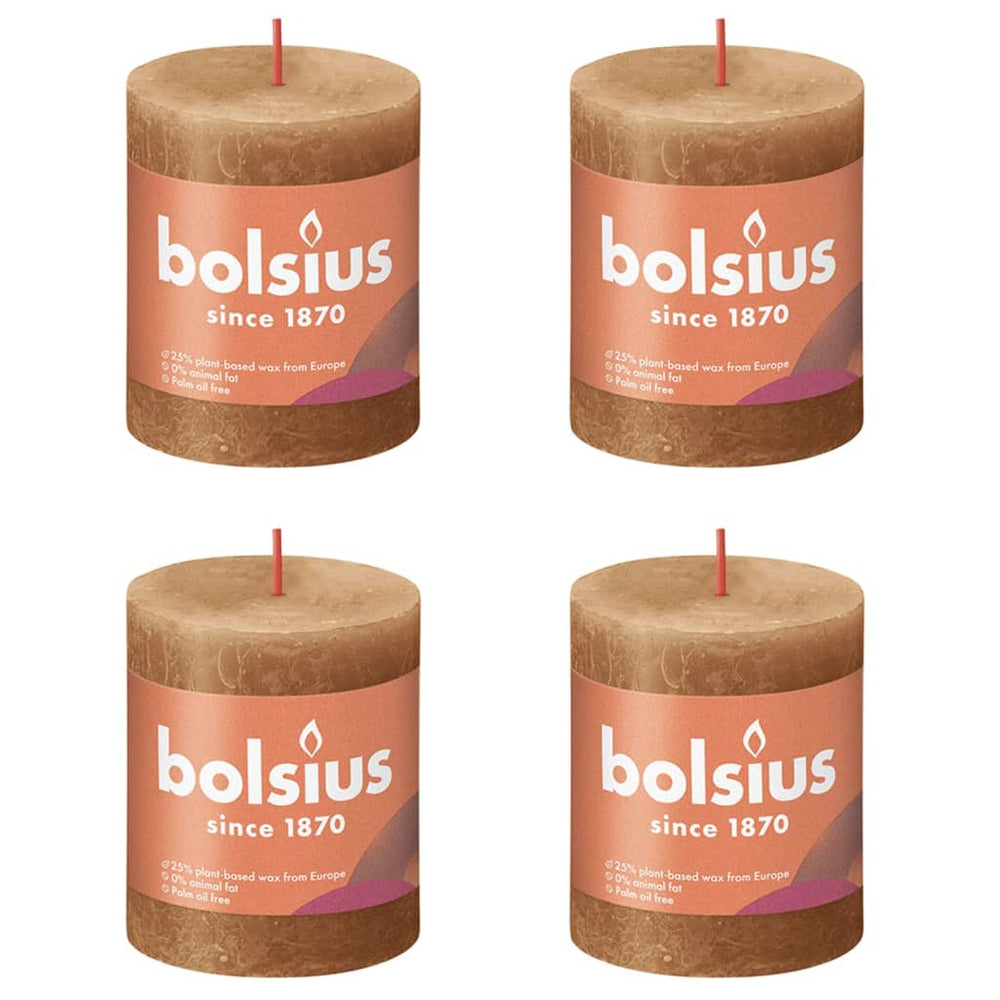Bolsius Bolsius Stompkaarsen Shine 4 st rustiek 80x68 mm specerijenbruin