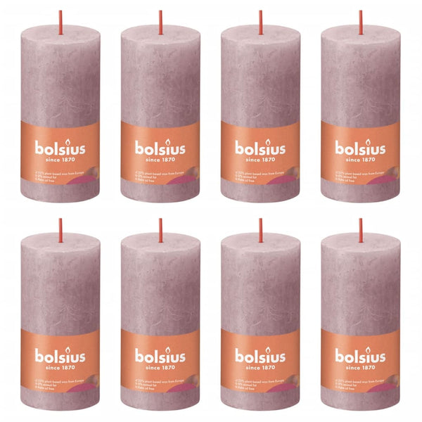 Bolsius Bolsius Stompkaarsen Shine 8 st rustiek 100x50 mm ash rose