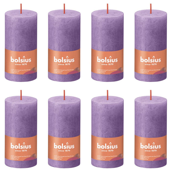 Bolsius Bolsius Stompkaarsen Shine 8 st rustiek 100x50 mm levendig violet
