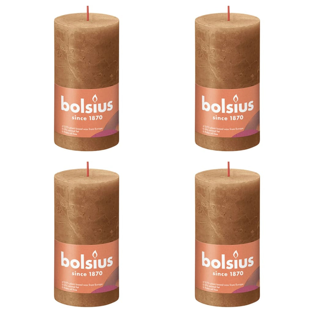 Bolsius Bolsius Stompkaarsen Shine 4 st rustiek 130x68 mm specerijenbruin
