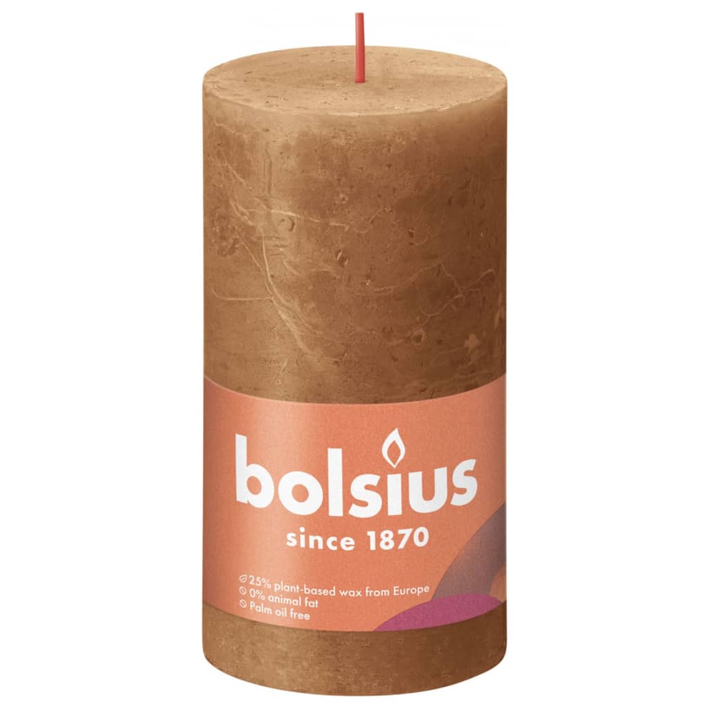 Bolsius Bolsius Stompkaarsen Shine 4 st rustiek 130x68 mm specerijenbruin