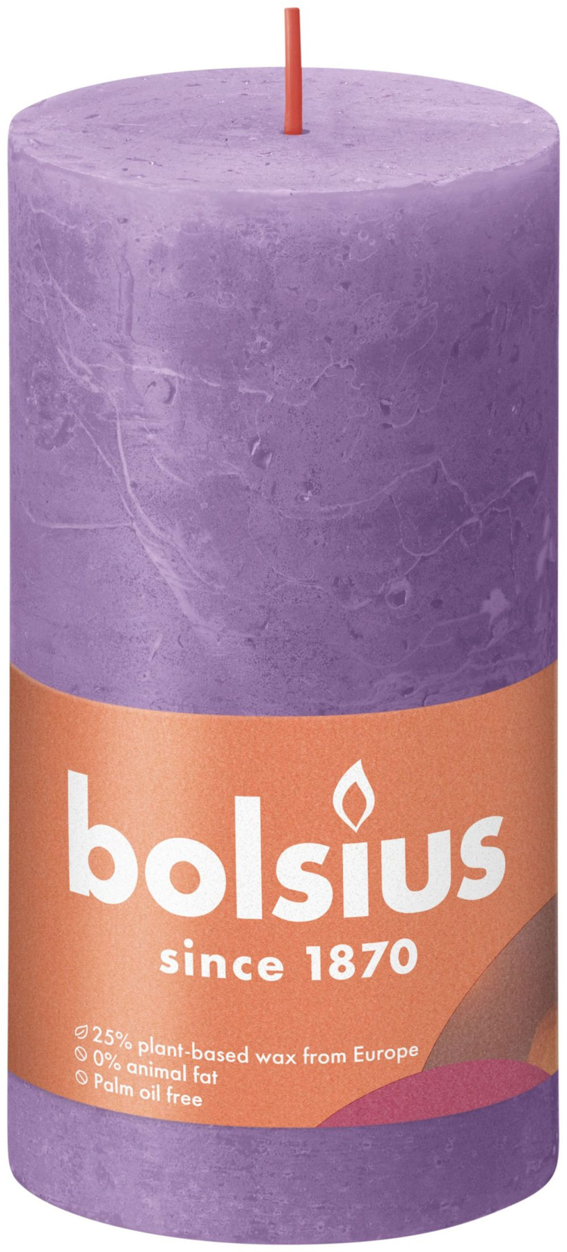 Bolsius stompkaars vibrant violet ø68 mm - hoogte 13 cm - violet - 60 branduren