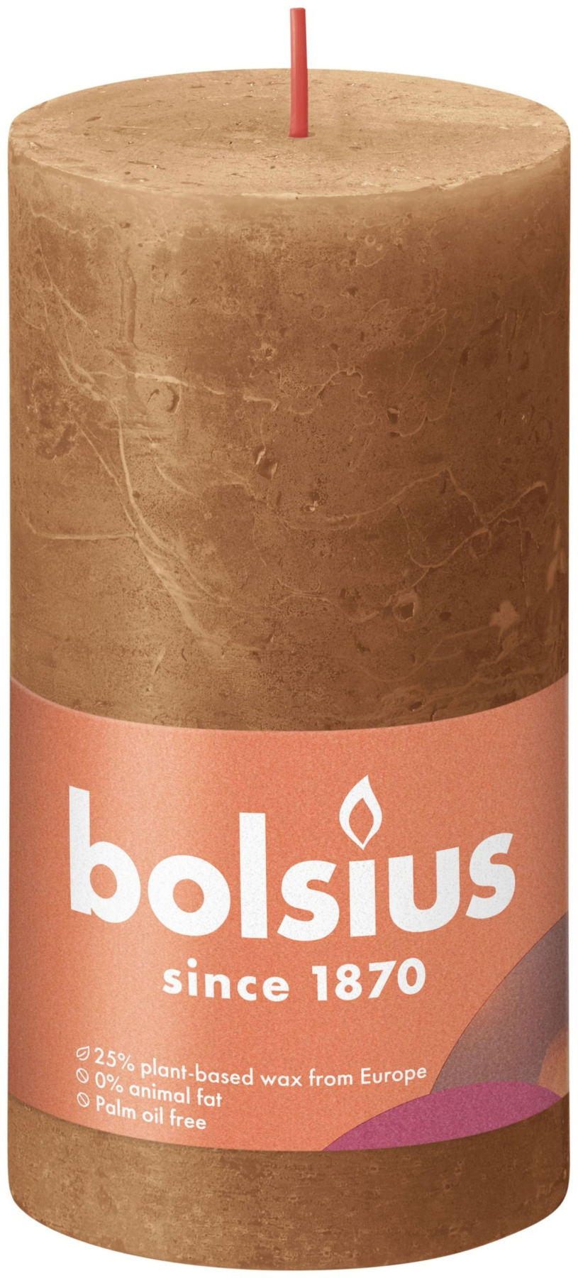 Bolsius rustiek stompkaars 130 68 - spice brown