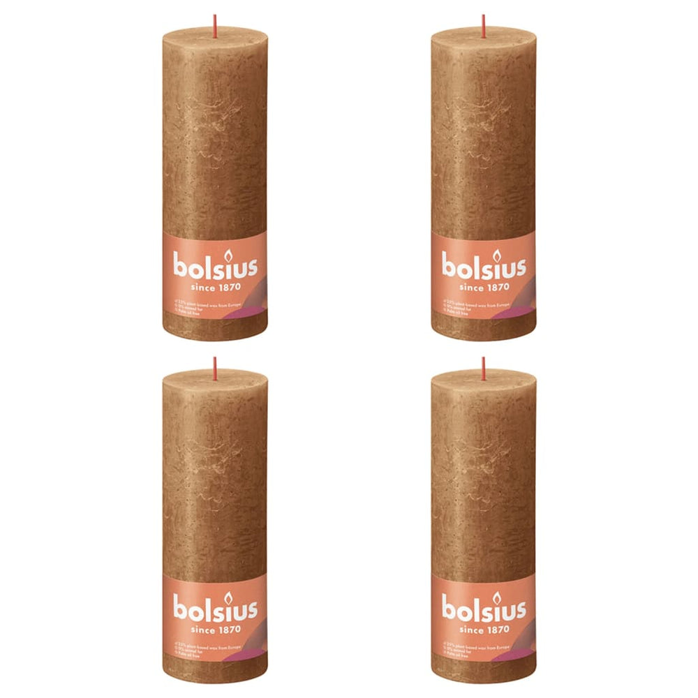 Bolsius Bolsius Stompkaarsen Shine 4 st rustiek 190x68 mm specerijenbruin