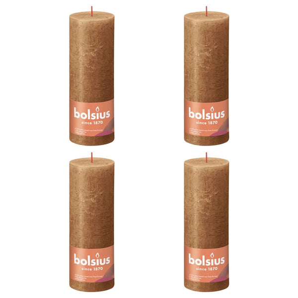 Bolsius Bolsius Stompkaarsen Shine 4 st rustiek 190x68 mm spice brown