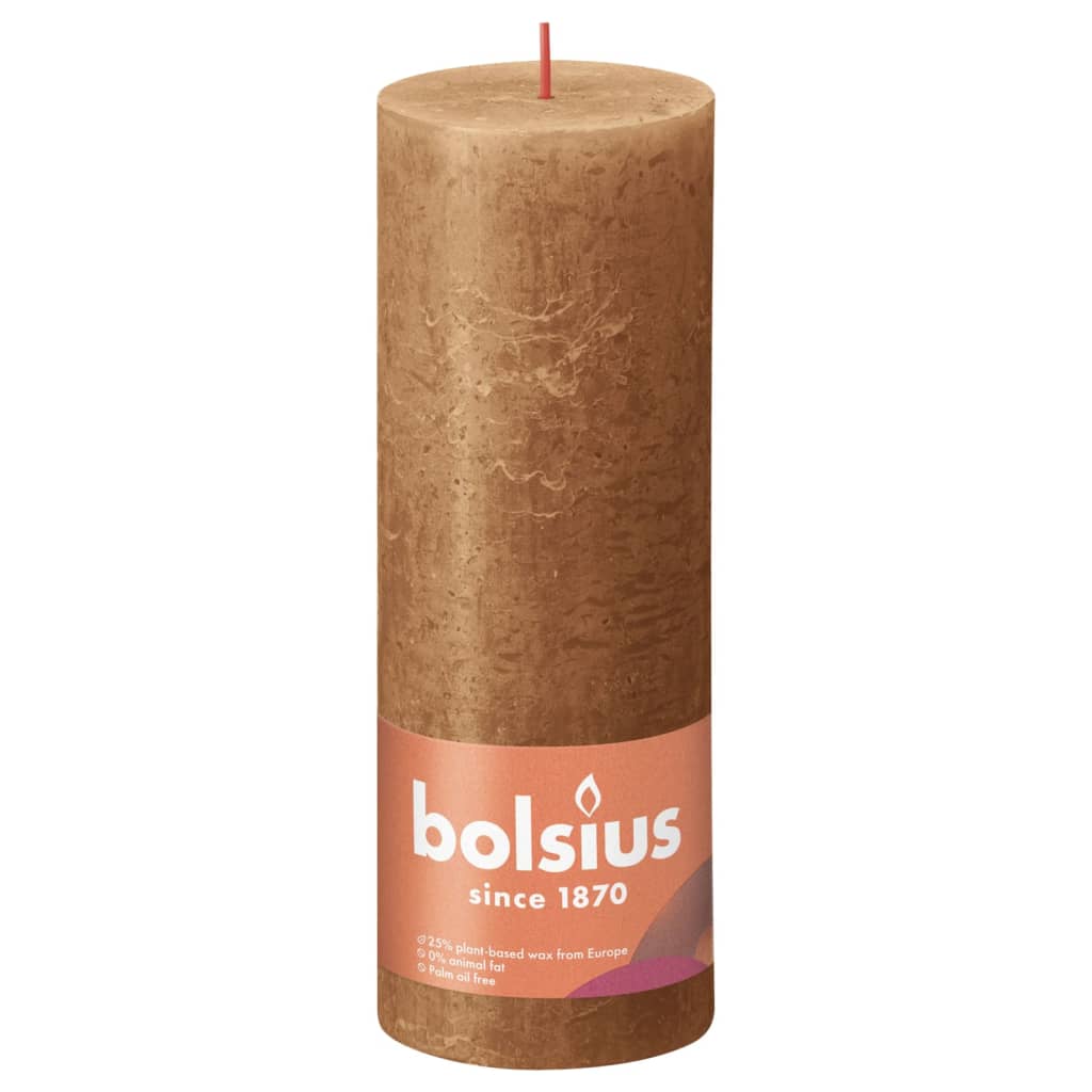 Bolsius Bolsius Stompkaarsen Shine 4 st rustiek 190x68 mm specerijenbruin