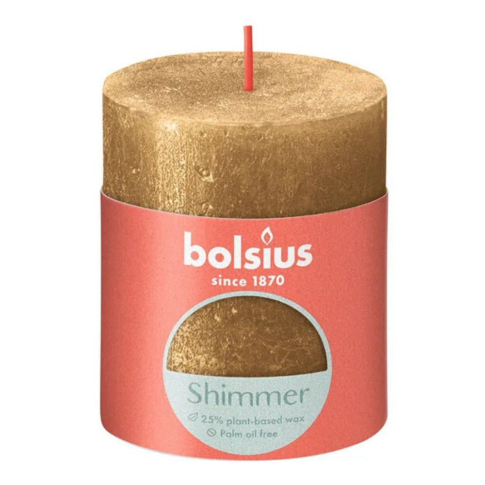 Bolsius stompkaars glans 8x6,8 cm goud