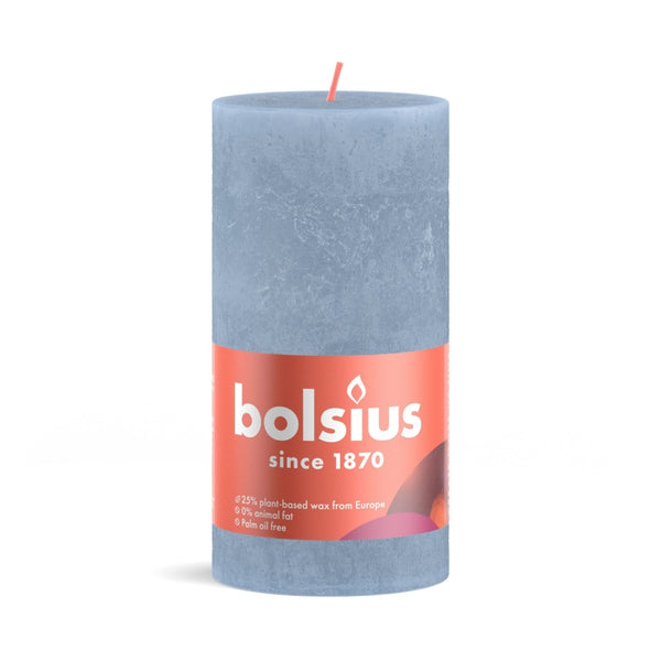 Bolsius stompkaars rustiek 13x6,8 cm sky blue