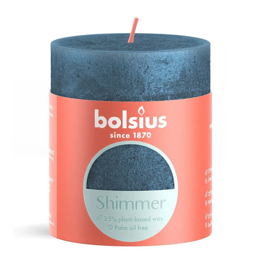 Bolsius Shimmer Stompkaars 8x6,8 cm blauw