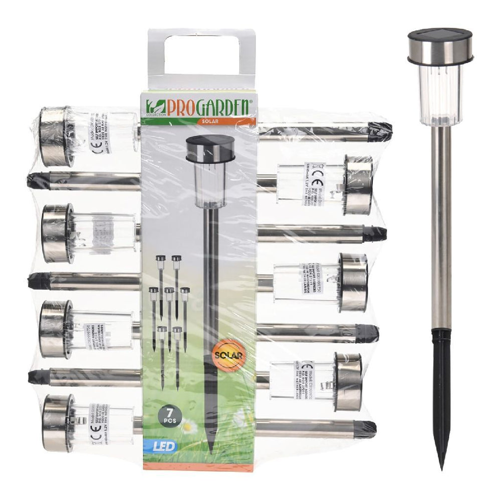 Pro garden solarlamp 360mm rvs set van 7stuks